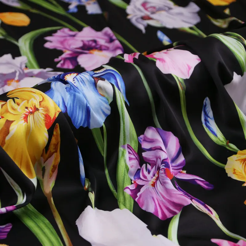 145 см Рисунок лилии атласная ткань драпировка модное платье шарф полиэстер
