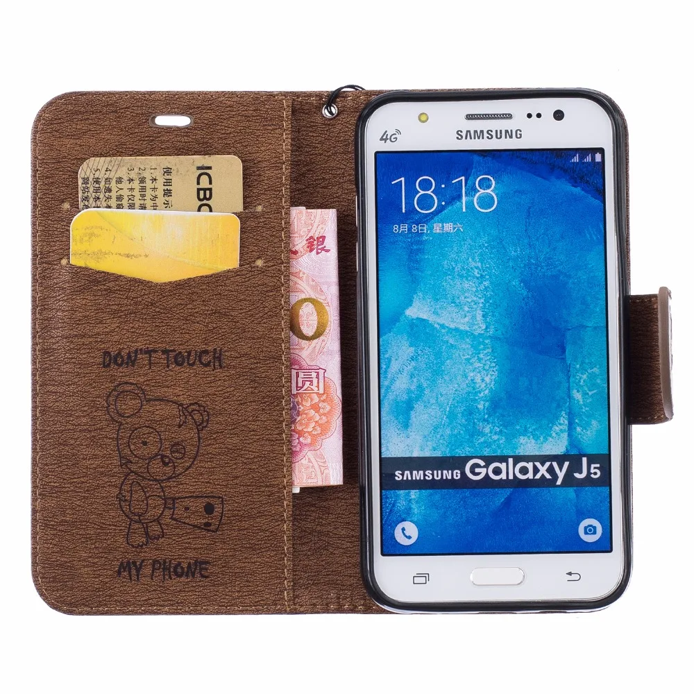 Slim fit pu кожаный бумажник case для samsung galaxy j5 j500 стенд флип фолио магнитная застежка