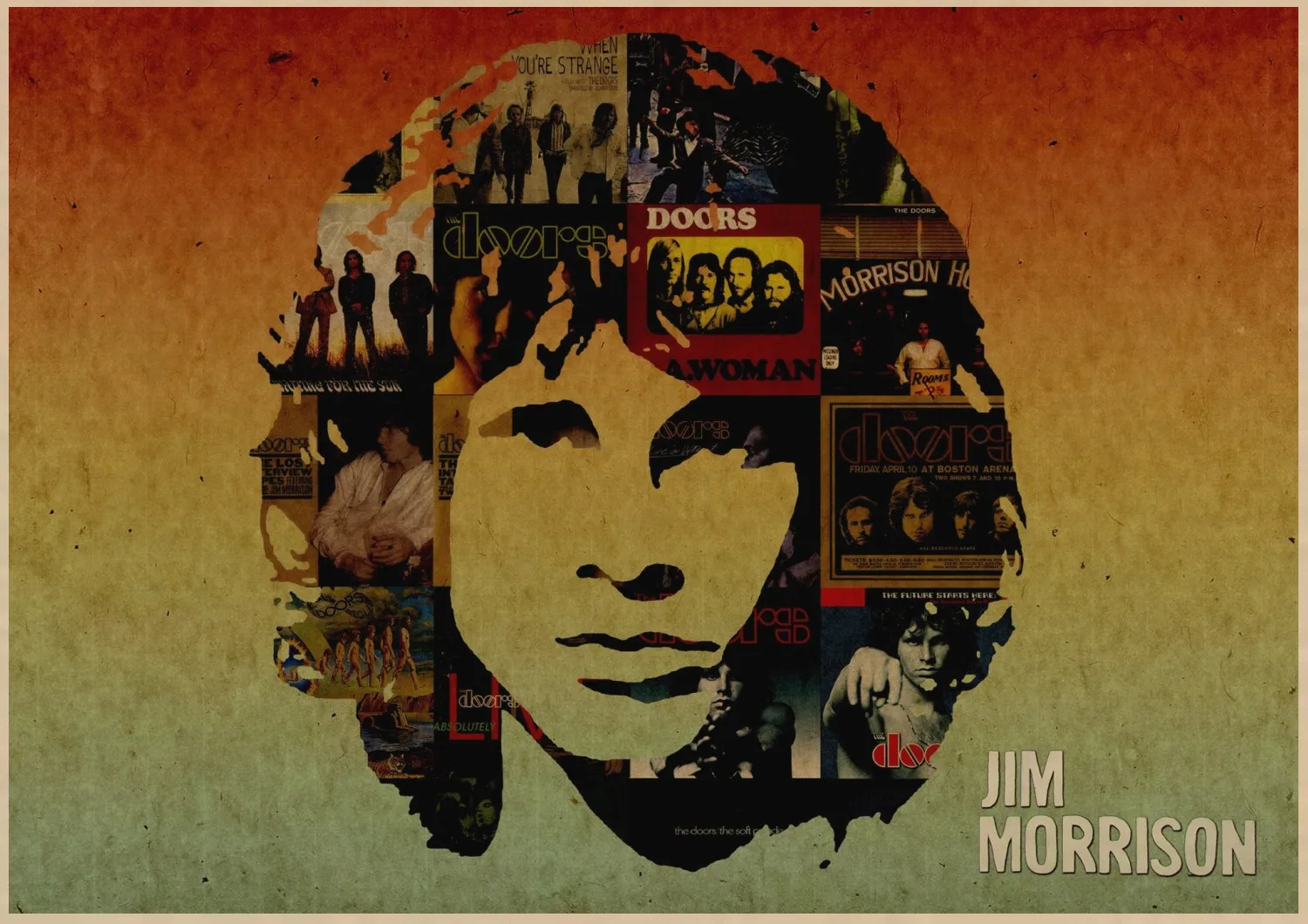 1 The Doors Jim Morrison Винтаж Ретро Рок-Группа Музыка Гитара матовая крафт-бумага плакат Настенная Наклейка домашний декор A1 - Цвет: 1