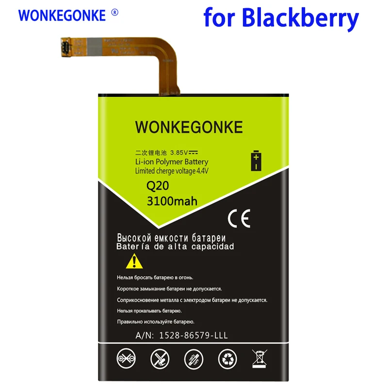 WONKEGONKE 3100 мАч для BlackBerry Q20 классический с аккумулятором на мобильный телефон