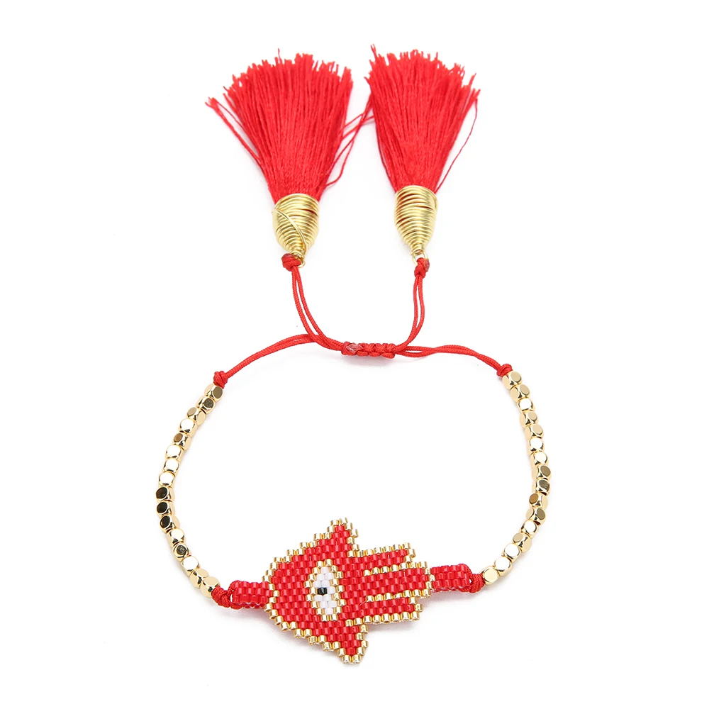 Go2boho Delica MIYUKI браслет Lucky Evil Eye Fatima ручная работа Pulsera Hamsa Женская бижутерия кисточка
