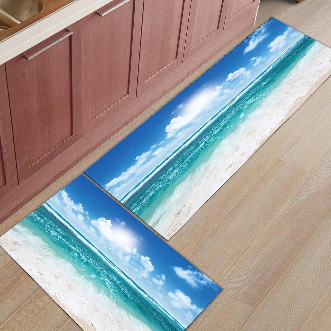2 шт./компл. коврики с принтом синего океана Морского Пейзажа коврик для входной