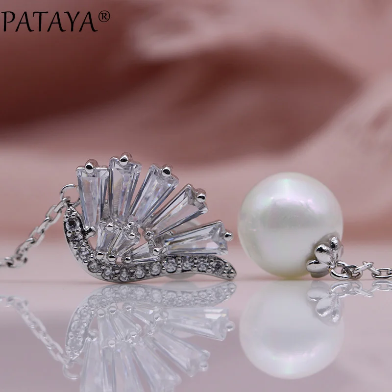 PATAYA, новинка 925, Серебряные длинные серьги, для женщин, кленовый лист, модная жемчужина, гипербола, ювелирное изделие, натуральный циркон, серьги-гвоздики