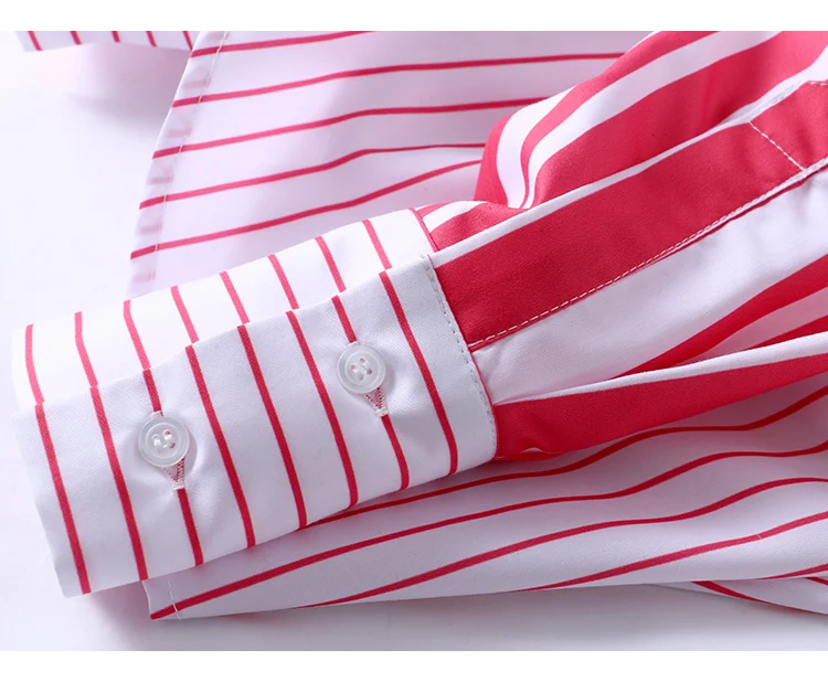 Summer New Striped Shirt Women Cotton Europe Fashion Blouses and Tops Female Long-sleeved Casual Women Clothing