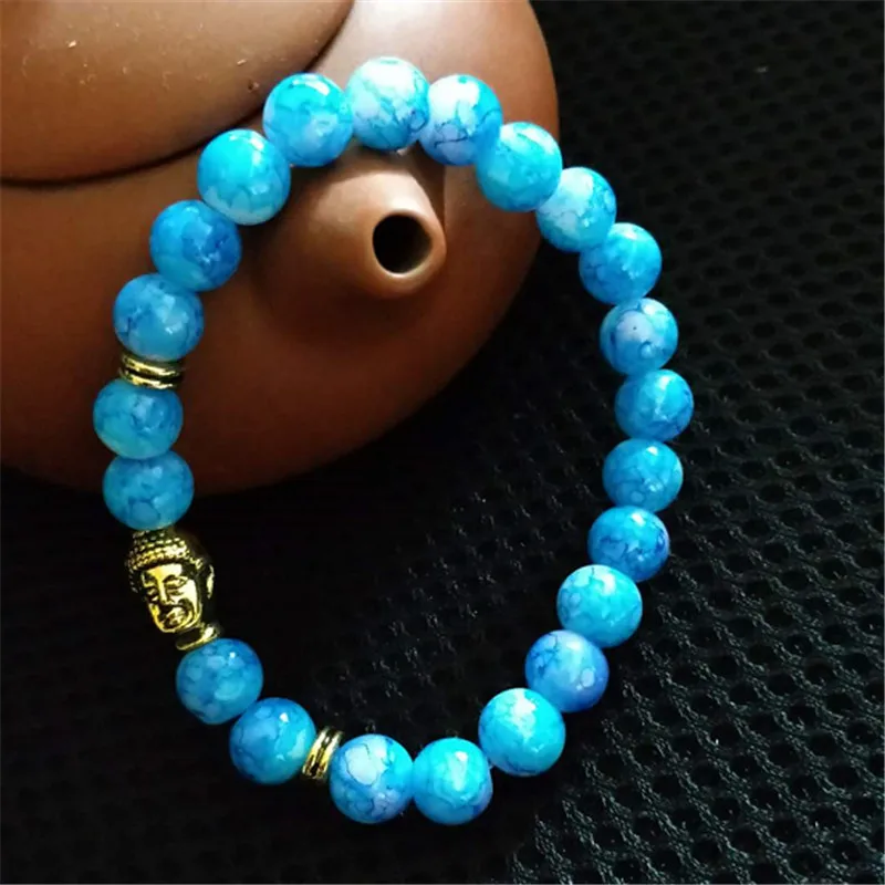 Популярные Классические браслеты из Натурального Камня Будда золотого цвета