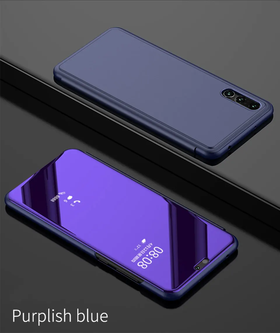 Purplish Blue Прозрачный зеркальный умный чехол для телефона Xiaomi 9, 9, SE, чехол s, модный кожаный флип-чехол с подставкой для Xiaomi Redmi Note 5, 7, 7 Pro, чехол - Цвет: Purplish Blue