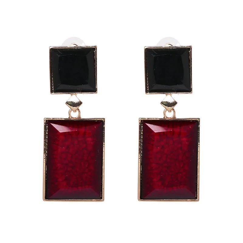 JZYN 2019 vintage geometric acrylic statement drop earrings for women 4 colors square stones dangle wholesale | Украшения и