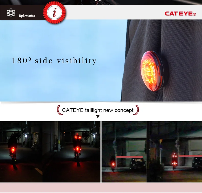 CATEYE велосипедный USB Перезаряжаемый задний светильник, пригодный для носки, велосипедный безопасный задний светильник, подседельный штырь, водонепроницаемый предупреждающий фонарь, пригодный для носки X SL-WA100