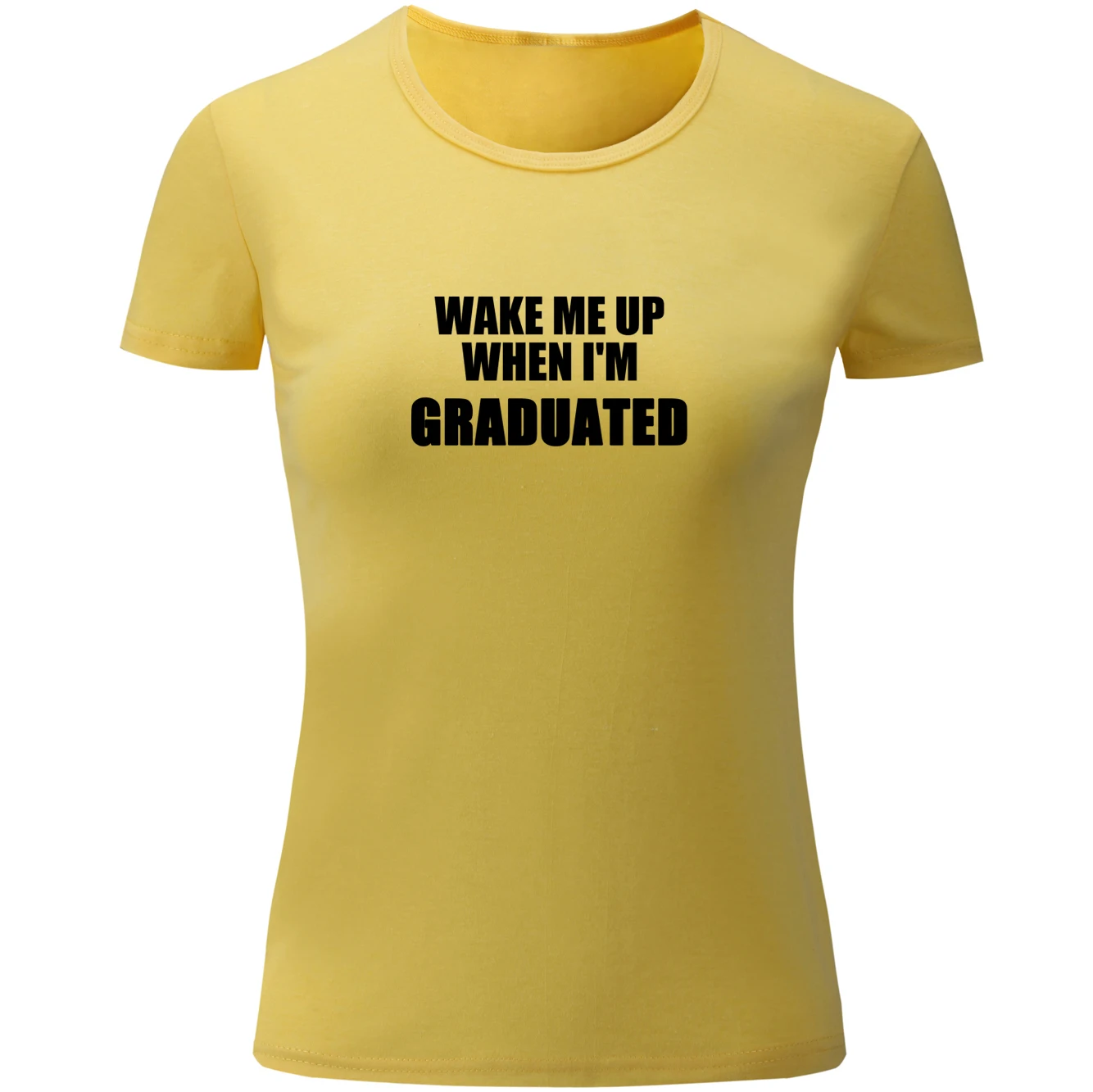 iDzn Wake Me Up When I'm Graduated Print Short Sleeve Women T Shirts Casual Loose Girls Tops Summer Vacation Tees Size S-XXL | Женская