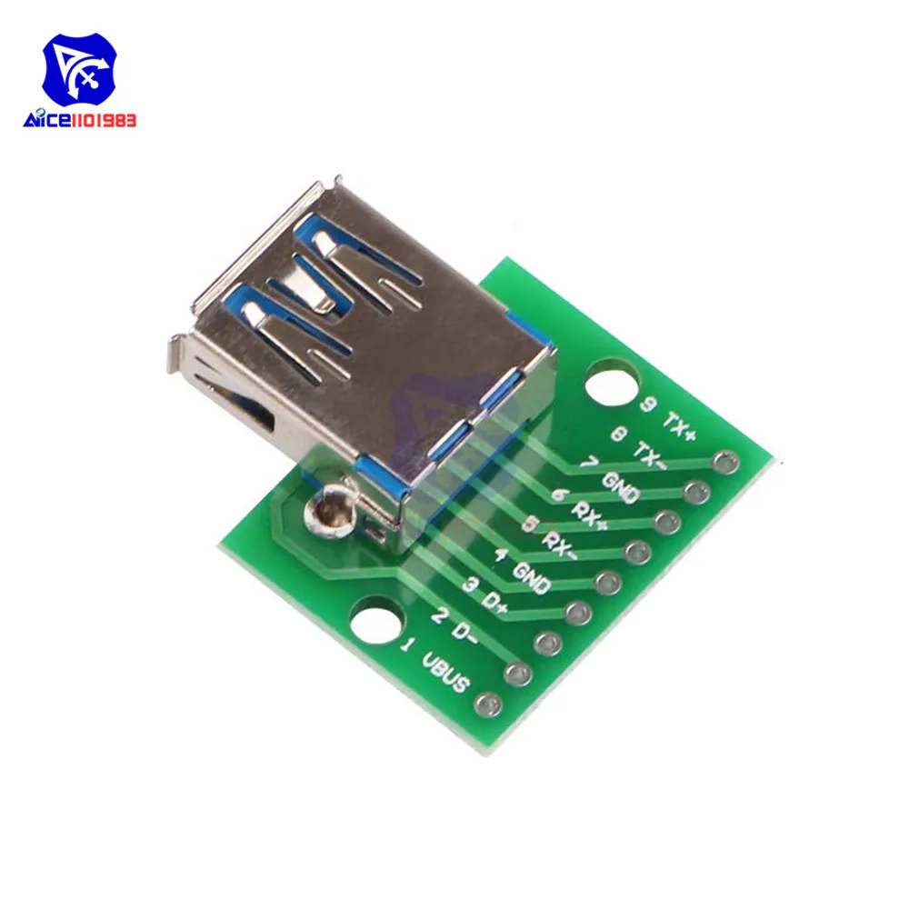 USB3.0 A Female Micro/Mini USB/USB A папа/USB 2,0/3,0 A мама/USB B интерфейс до 2,54 мм DIP PCB конвертер адаптер коммутационная плата - Цвет: USB3.0 A Female