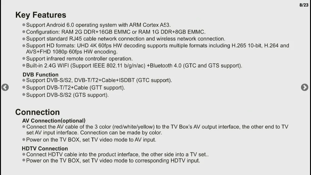GTMEDIA GTT2 Smart tv box DVB-T2/кабель(J83.A/C)/ATSC-C/ISDBT android 6,0 2GB 8GB 4K H.265 WiFi IP tv простая в эксплуатации Android box