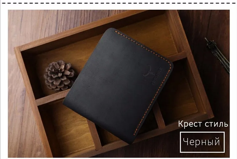Cowather crazy horse кожа мужчины кошельки vintage подлинная кошелек кожаный для мужчин ковбой верхняя кожа тонкий поставить