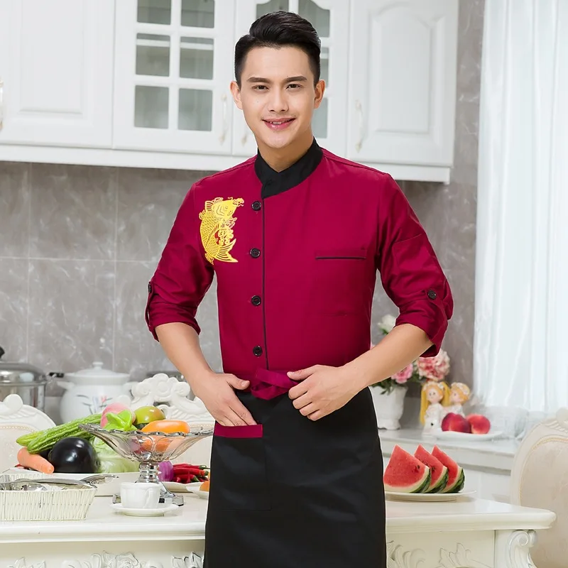 Fashionable Unisex Chef's Uniform Breathable Fabrics Chef Top Jackets Kitchen Long Sleeve Uniforms B-5599 |