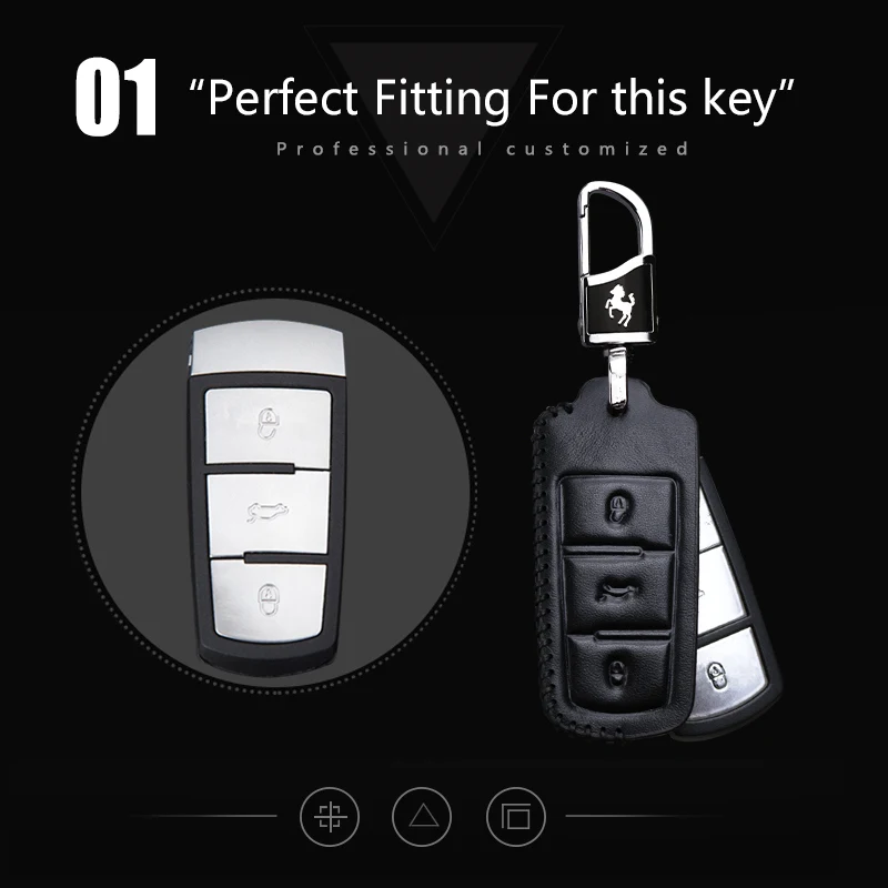 For VW Key Case Genuine Leather Car Cover Volkswagen Polo Golf 5 7 Passat B8 B7 Tiguan Touareg Ring Holder | Автомобили и