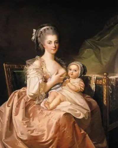 

Картина маслом, молодая благородная леди, кормящая ребенка, грудное вскармливание (без растяжки) 24x36