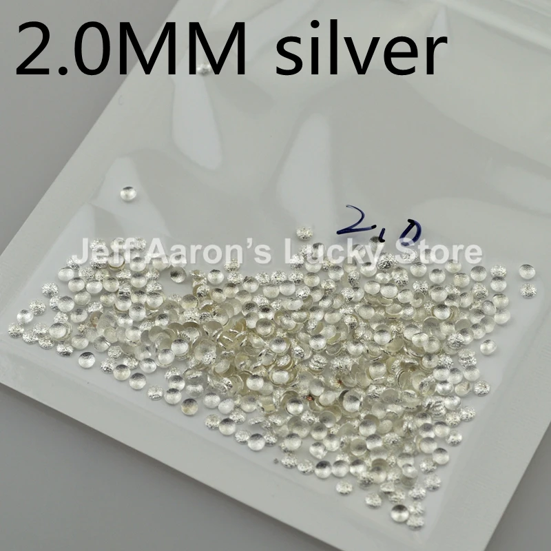 500 шт золотистого и серебряного матового металла 3d украшения для ногтей 2 мм 1