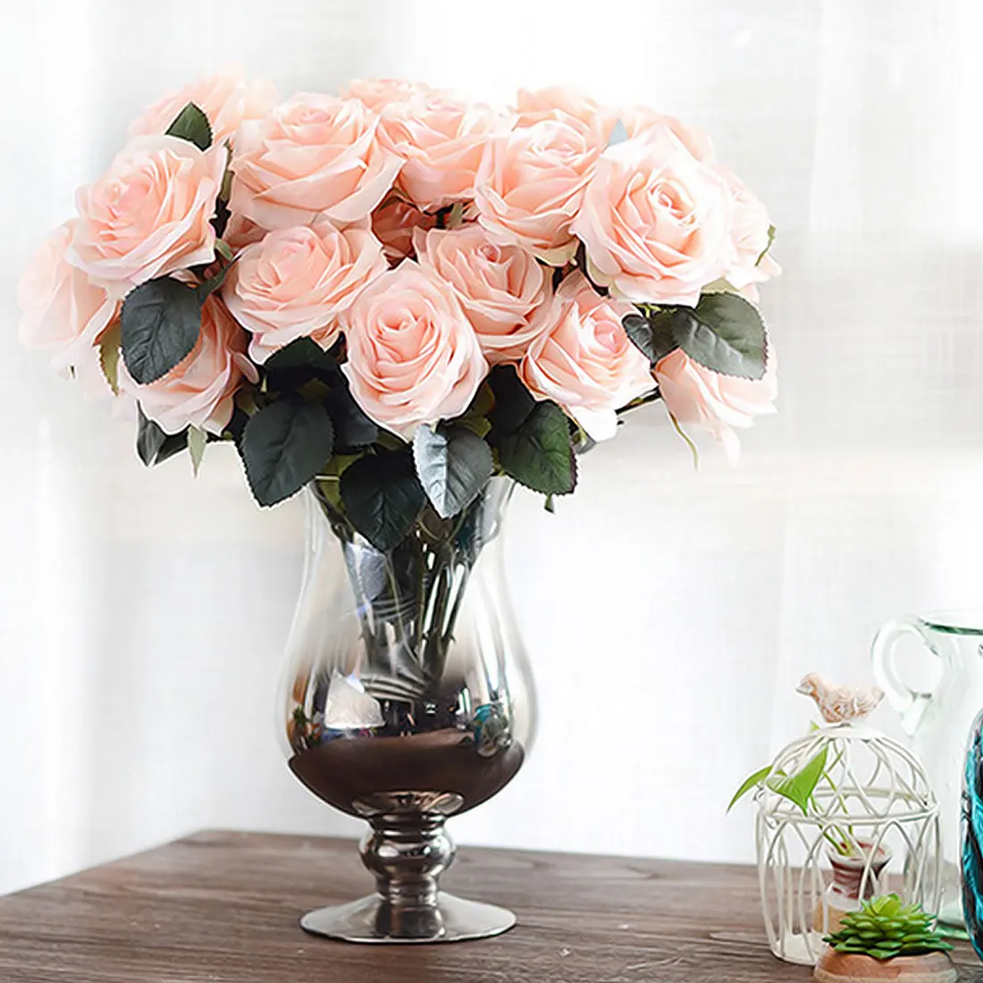 45 см 10 голов роза искусственный цветок французская букет Шелковый для свадьбы