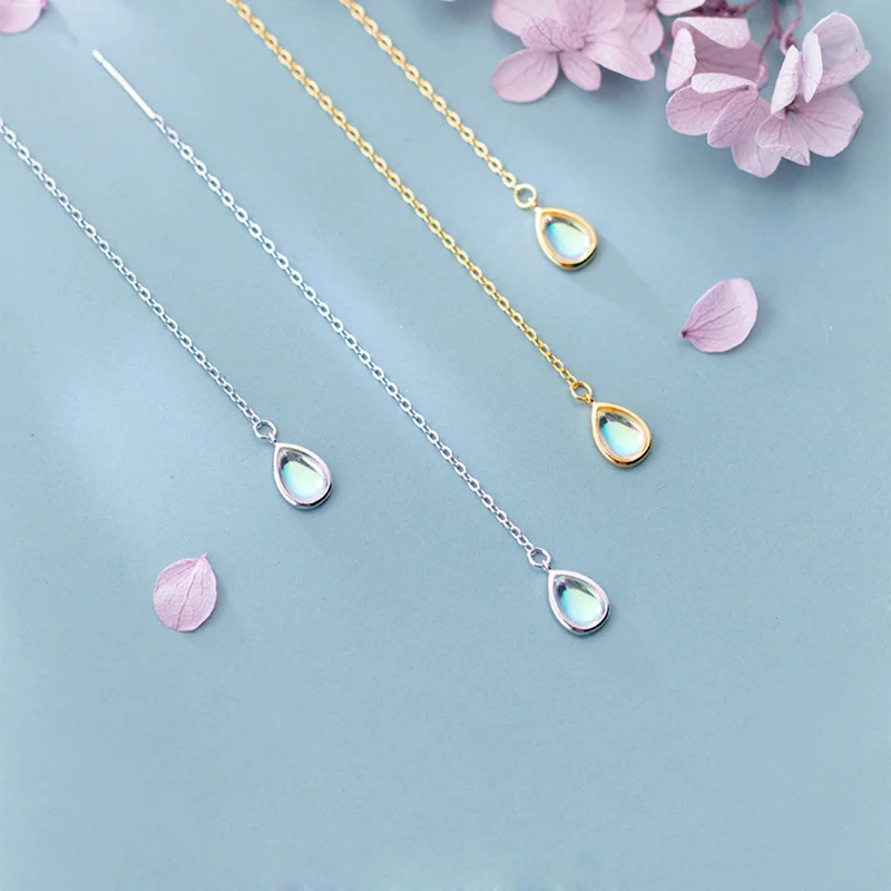 Женские длинные серьги из серебра 2019 пробы с радужными камнями|Серьги-подвески| |