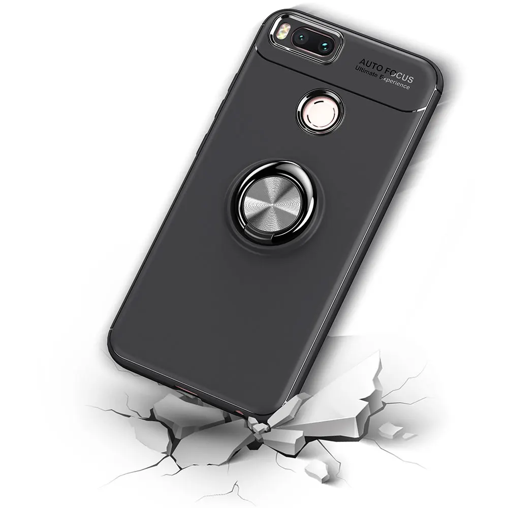 IDOOLS Case for Xiaomi mi A1 5X 5 X Silicon Metallic Finger Ring Holder Magnetic Suction Bracket Cases Phone Bags |