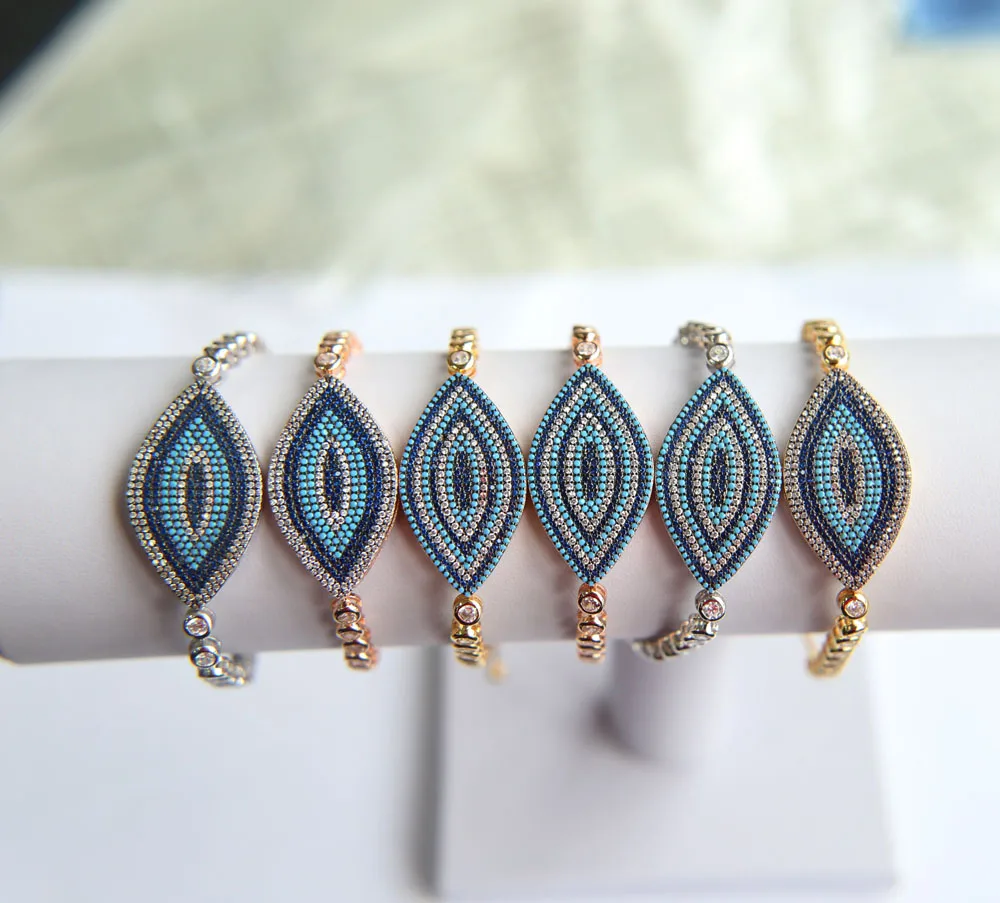 Высокое качество micro pave фианит Синий Белый Черный Турецкий Дурной глаз 3 мм cz