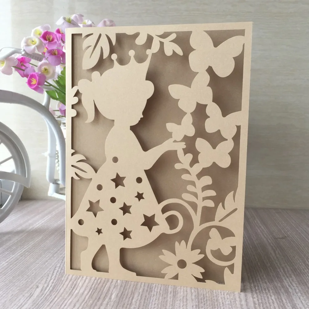 35 шт./лот красивая карта принцессы с бабочками для дня рождения Дня Святого