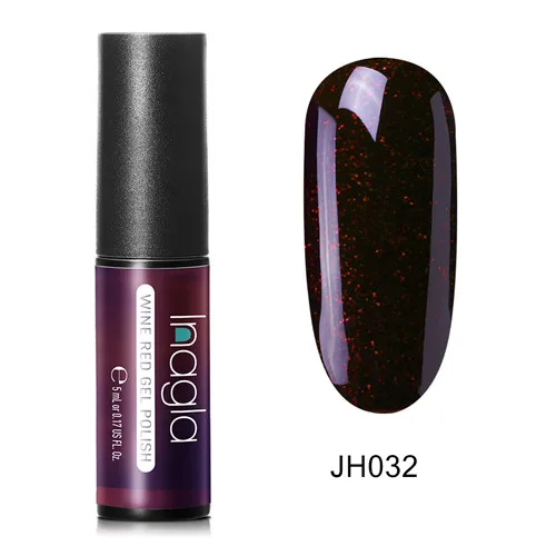 JH032 Inagla, цвет красного вина, Гель-лак для ногтей, 36 цветов, замачиваемый, УФ светодиодный Гель-лак, покрытие, цветной лак, долговечный гель, 5 мл, соска, эмалевый гель - Цвет: JH032