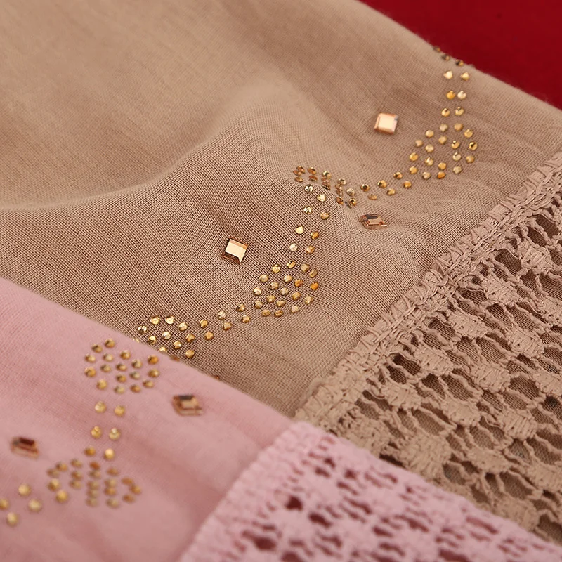 Новый дизайн большой размер хлопковый мягкий кружевной шарф хиджаб цветочный с