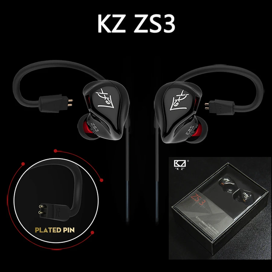 Оригинальные наушники KZ ZS3 в ухо стерео для бега шумоподавление HIFI монитор