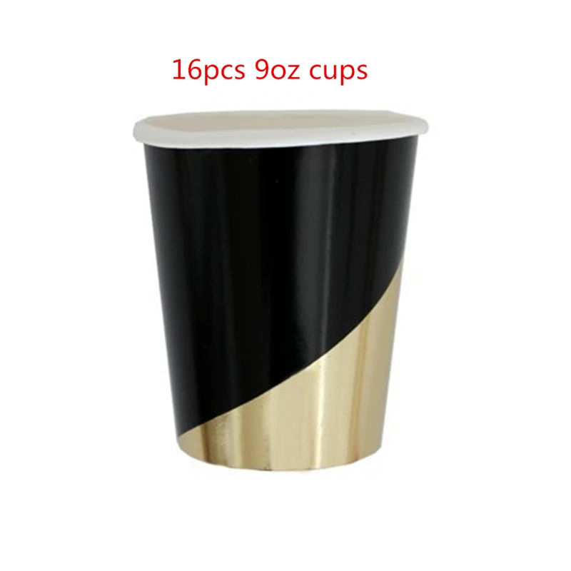 Set 5 9oz cups Ipalmy 72pcs С Днем Рождения вечерние украшения набор цвет серебристый, золотой и черный Бумага Pom Poms висящий флаг поставка шаров для праздников - Цвет: Set 5 9oz cups