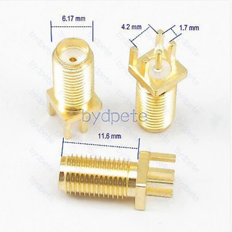 

10pcs/lot SMA jack female pin square panel socket PCB Edge 1.7mm Mount Solder RF Adapter