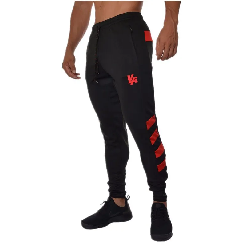 Black Red Новинка, Мужские штаны для бега, штаны для бега, мужские тонкие штаны, футбольные тренировочные штаны, спортивные компрессионные штаны для тренировок - Цвет: Black Red