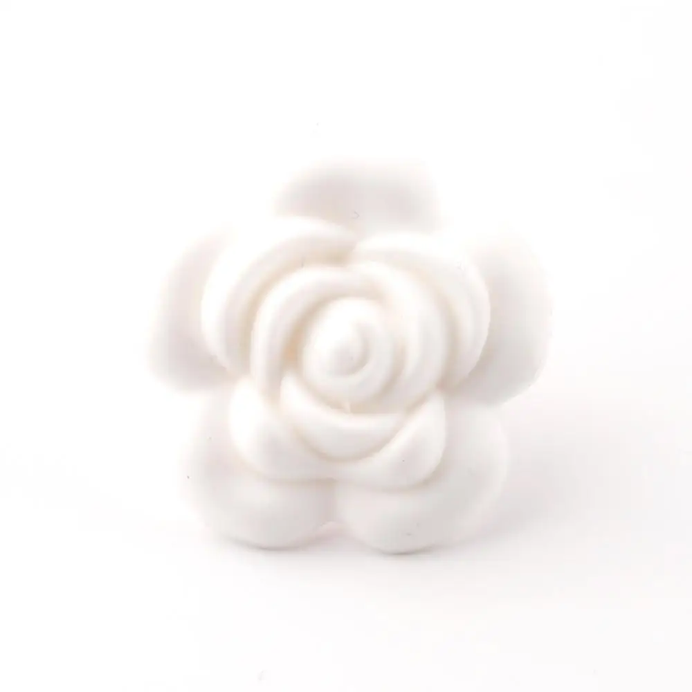 white rose CHEWELRY/Детские аксессуары, 3 шт., без БФА, силиконовый Прорезыватель для зубов, розовый бисер, цветок, пищевая прорезыватель, сделай сам, ремесла, сенсорная игрушка для прорезывания зубов - Цвет: white rose