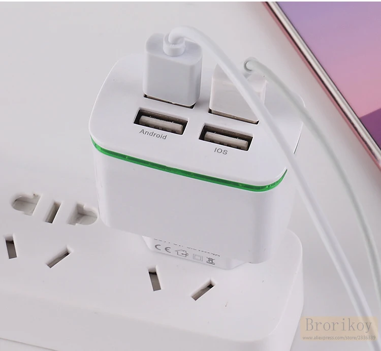 4 Порты 5V 2.1A дорожное зарядное устройство USB Зарядное устройство адаптер Портативный для iPhone samsung телефон Зарядное устройство Micro Тип-C кабель для быстрой зарядки