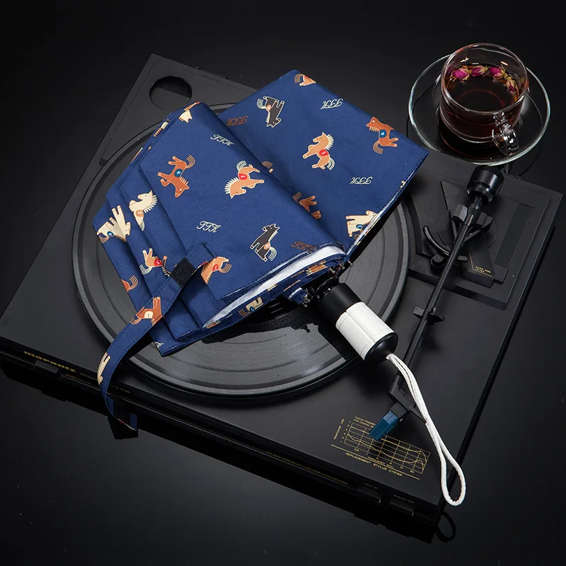 Three Folding automatic Umbrellas For Ladies Parasol Wind Resistant Heart Automatic Umbrella Rain Women Print Anti UV | Дом и сад