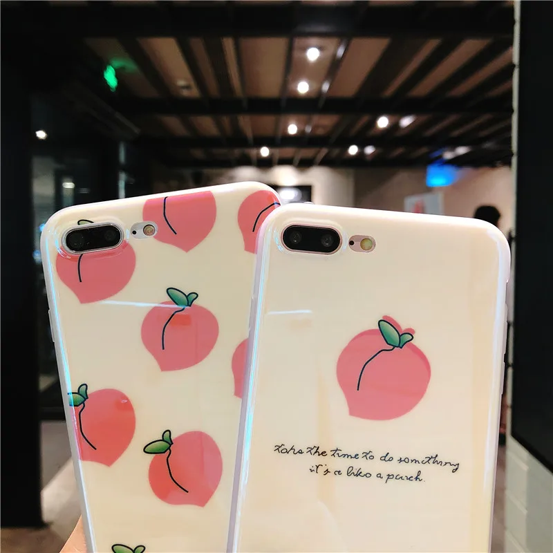 Для iPhone X Розовый Прекрасный Чехол+ пленка из закаленного стекла для iPhone 6 6 S 6splus 7 7plus 8 8 plus милый персиковый чехол