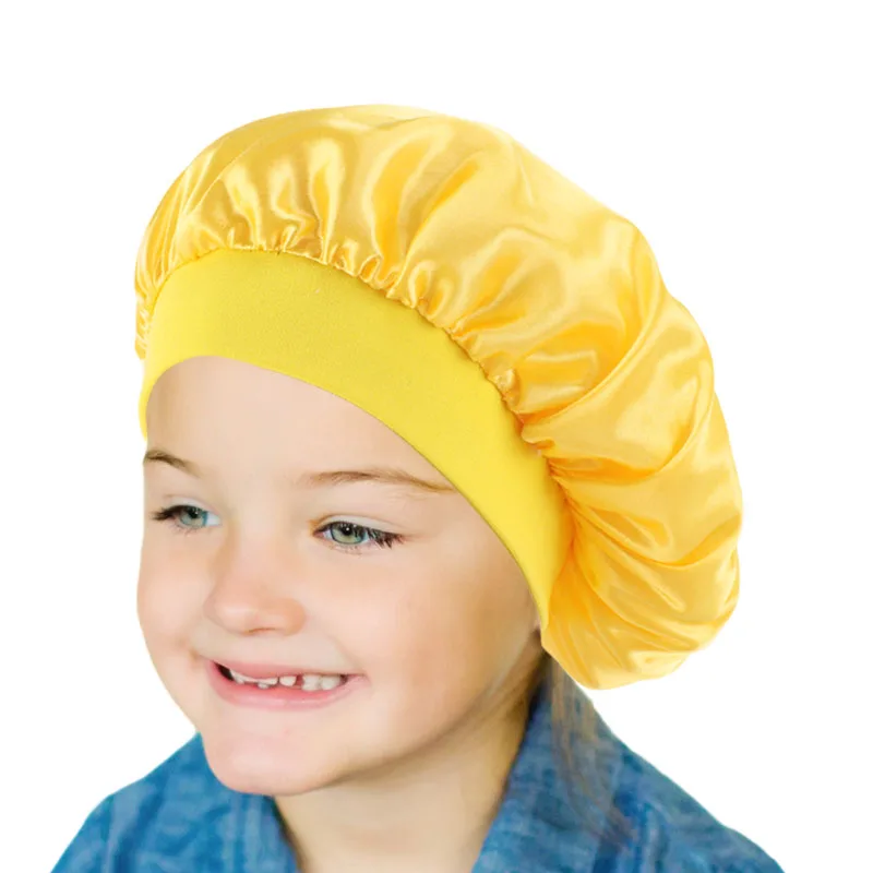 

Kids Satin Bonnet Children Silky Sleep Cap Bonnet Kids Girls Turban Beanie Nightcap Sleeping Hat Head Wrap Hair Care Cover