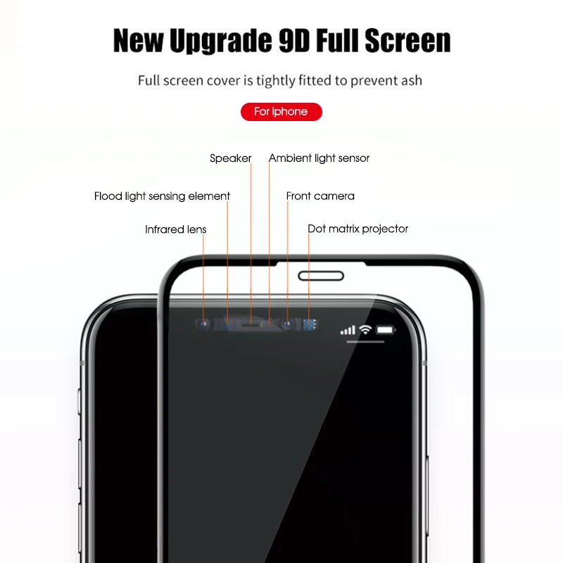 Закаленное стекло с полным покрытием для iPhone XR 6 6s 7 8 Plus X 10 XS Max защитное HD 7plus