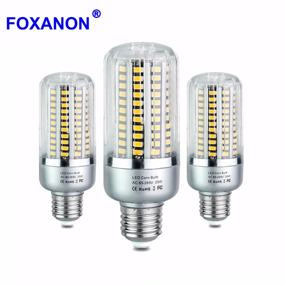 

Светодиодный светильник Foxanon E27, E14, 220 В, 110 В, лампочка-кукуруза, 5 Вт, 10 Вт, 15 Вт, 20 Вт, 25 Вт, SMD 5736, для украшения дома