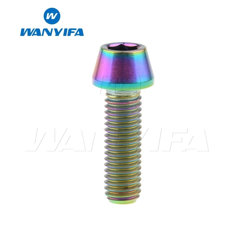 M8x25 Rainbow Wanyifa M8x15 20 25 30 35, 40 45 50 70mm конические головки винт с титановым болтом для велосипедного тормоза велосипедный крепеж - Цвет: M8x25 Rainbow