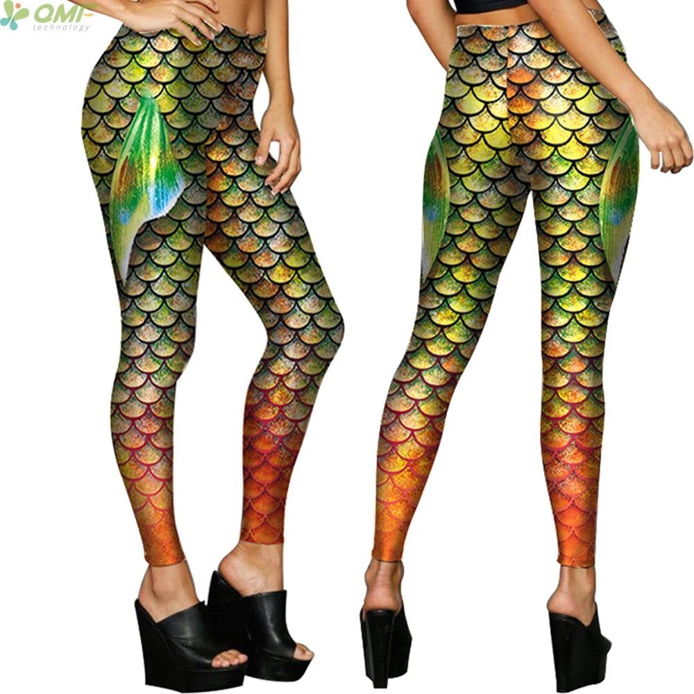 Косплэй Русалка принт Для женщин карандаш для брюк Винтаж Новая мода Брюки