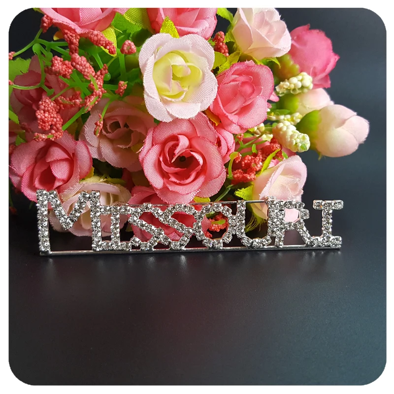 USA States Theme Gift Bling Rhinestone &quotMISSOURI&quot State Word Pin Crystal Brooch Jewelry | Украшения и аксессуары