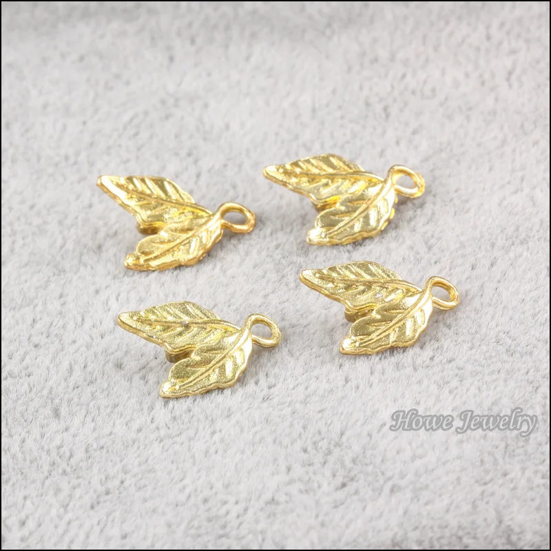 Оптом 65 шт. позолоченный кулон в форме листика дерева сплав цинка сделай сам