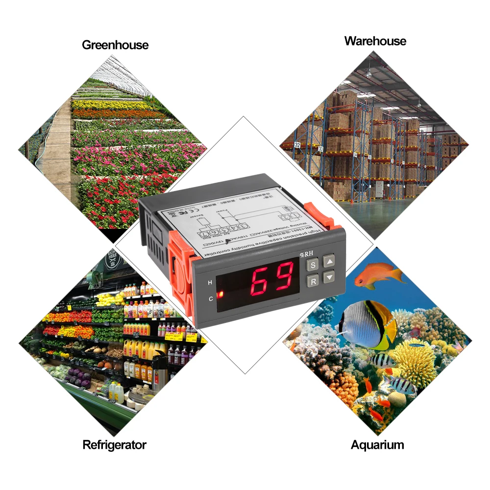 10A 12V Mini Digital Air Humidity Control Controller Measuring Range 1~ 99 percent with Sensor | Инструменты