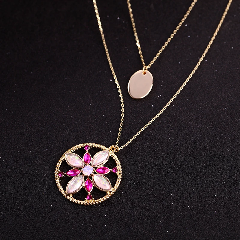 Crystal Flower Charms Gold Color 3 Layered Long Necklace Adjustable Dress Chains For Women Fashion Jewelry Drop Shipping | Украшения и