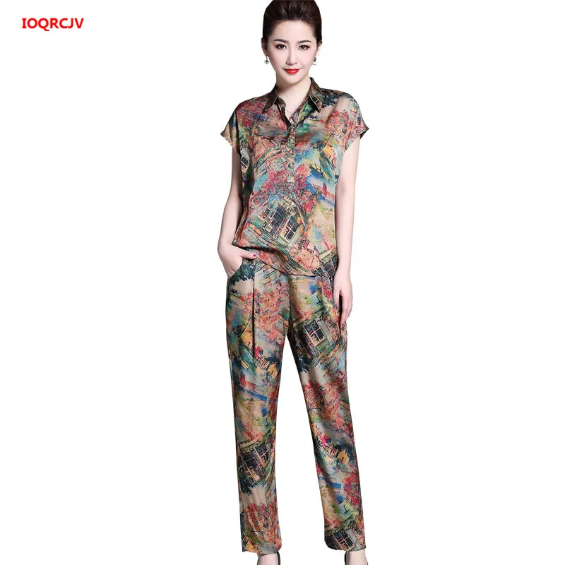 Женский шифоновый комплект одежды из двух предметов с коротким рукавом для