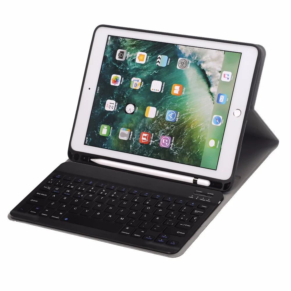 Испанская клавиатура чехол для Apple iPad 9,7 6th 5th Generation Air/Air 2/Pro 9,7 A1822 A1823 A1954 A1566 A1673 держатель для карандашей