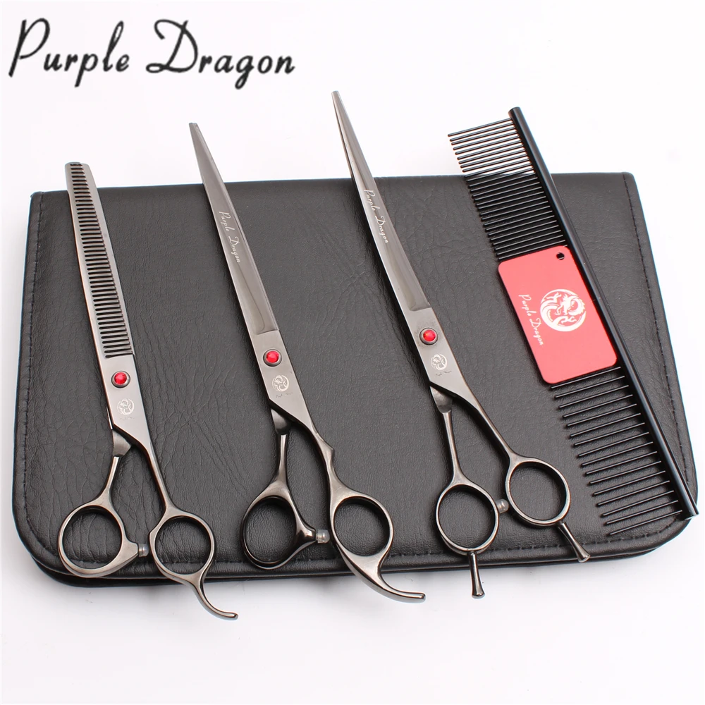 Ножницы для груминга собак 8 &quot22 см из нержавеющей стали черные фиолетовые