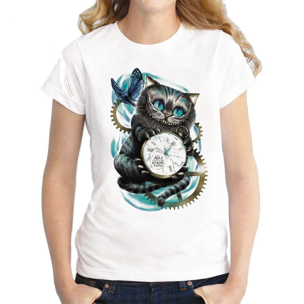 Cheshire cat футболка Женская милая забавная новый летний стиль модная с коротким