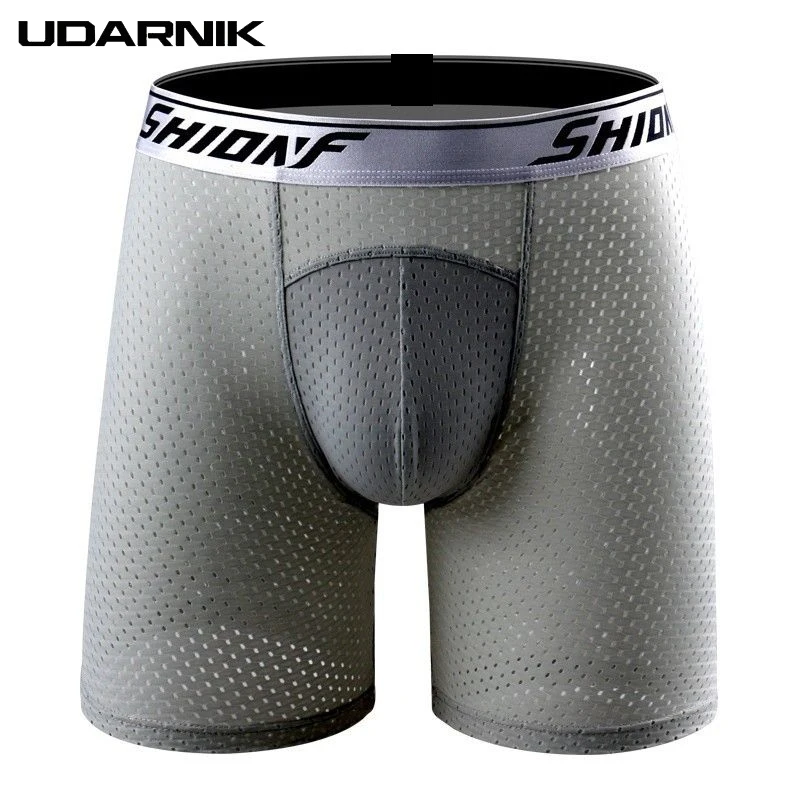 

Men Long Leg Boxer Faux Silk Underwear Soft Breathable Thin Summer New Underpants Plus Size XL-5XL Multi Colors 200-A921