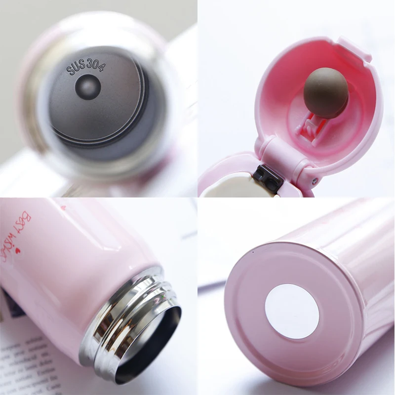 BearPaw New Women Cute Lock Vacuum Flasks Printed Flowers&ampWords Thermoses For the Hot&ampCool Water Portable Outdoor Sports | Дом и сад